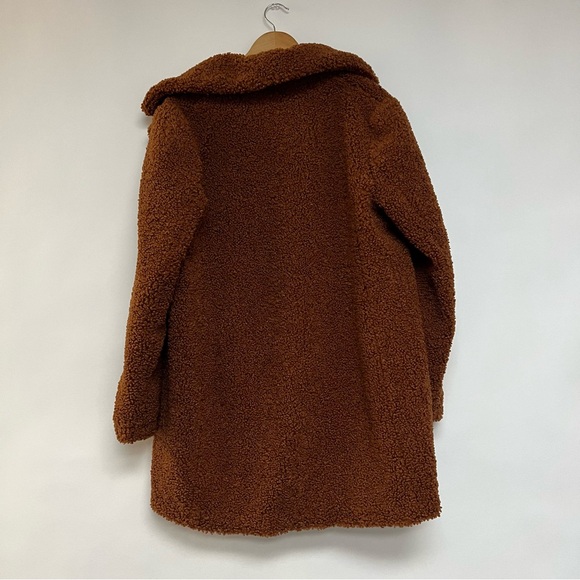 Sam Edelman Shawl Collar Faux Shearling Coat in Cognac Brown Long Teddy XL $240 - Picture 9 of 14